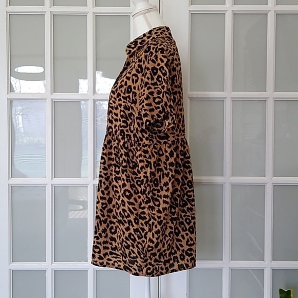 NWOT Missguided Brown Leopard Print Shirt Smock Mini Dress - Picture 7 of 16